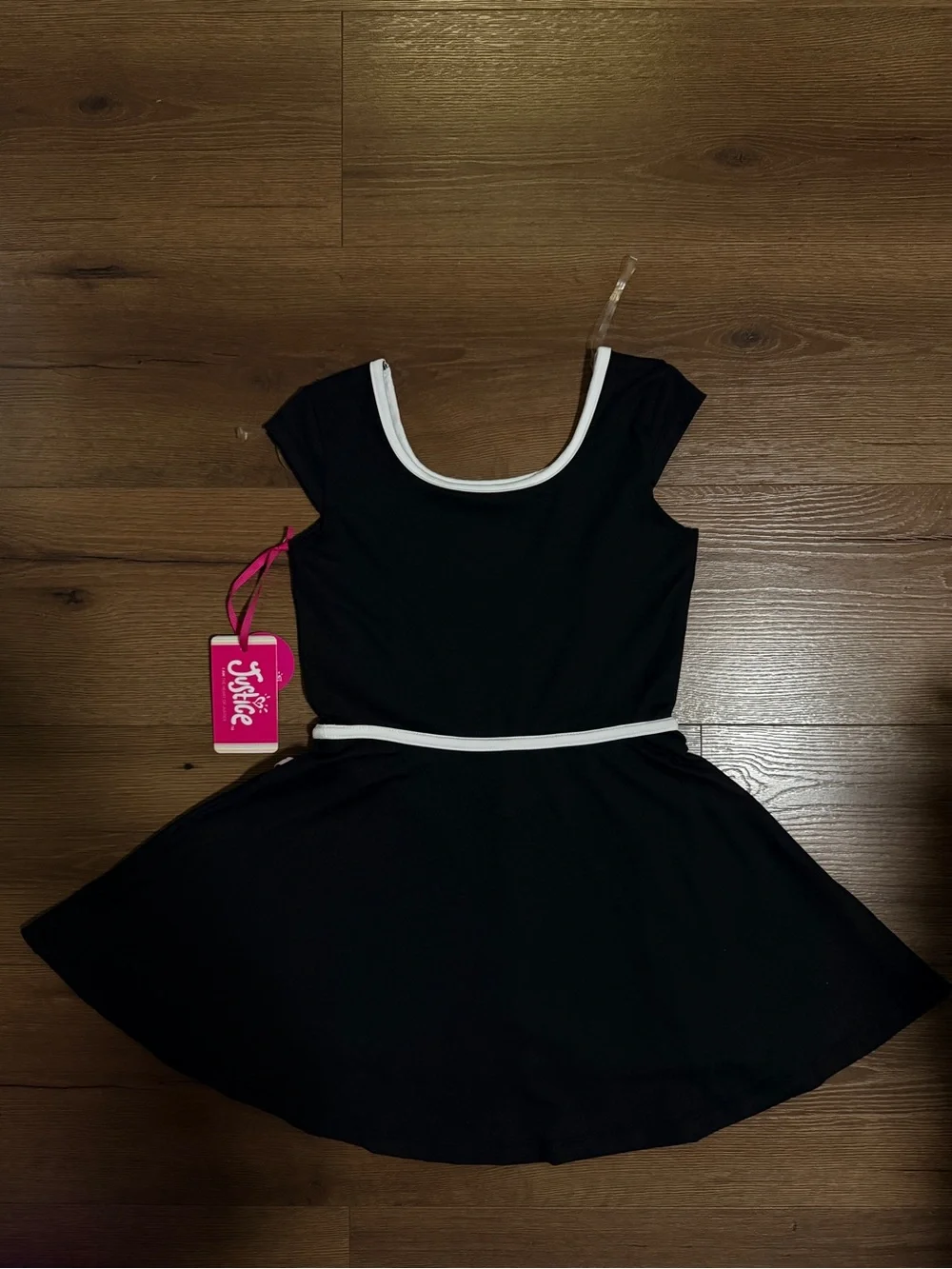 NWT Black Justice Sz Small (6-7) Girls Cap Sleeve Active Dress w/ shorts under